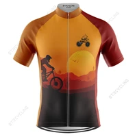 pro cycling jersey sunset landscape orange short sleevebreathable bicycle clothing quick drying bike wear clothes shirt tops