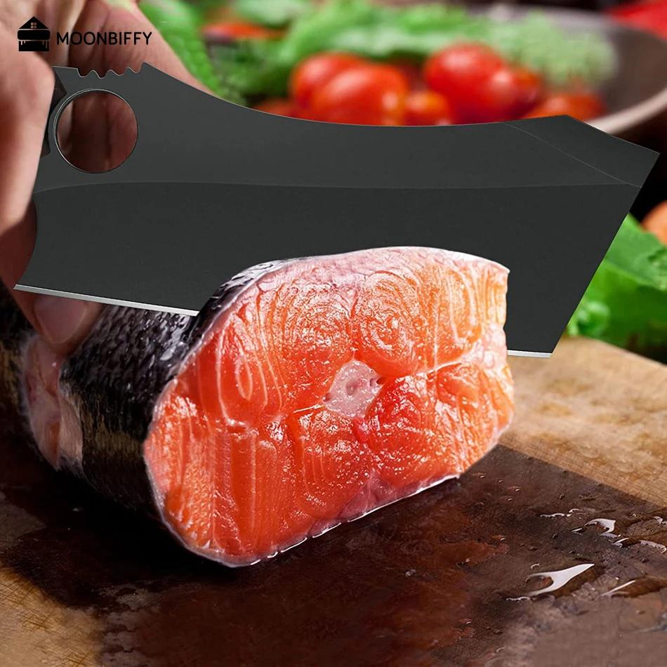 

7-дюймовый черный кованый лезвие, многослойный нож для овощей, китайский нож высокого уровня для нарезки, кухонный нож с деревянной ручкой, н...