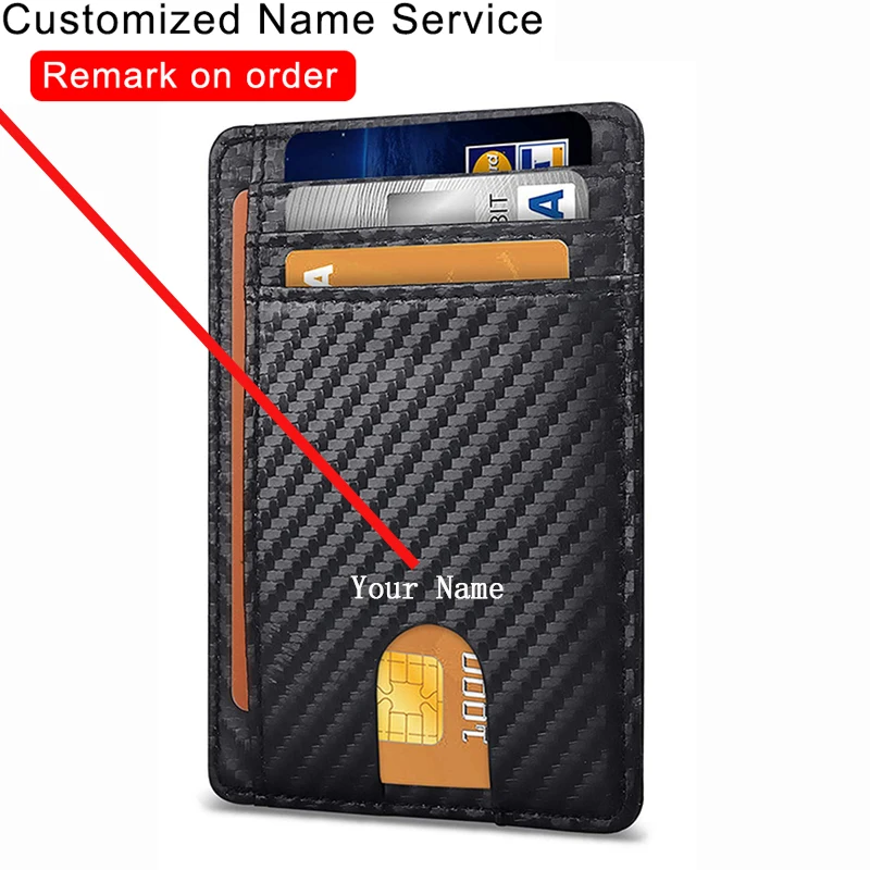 

Customized Name Men's Multi-Card Wallet RFID Business Cards Holder Anti-theft Smart Wallet Card Holder ID Card & Photo Window