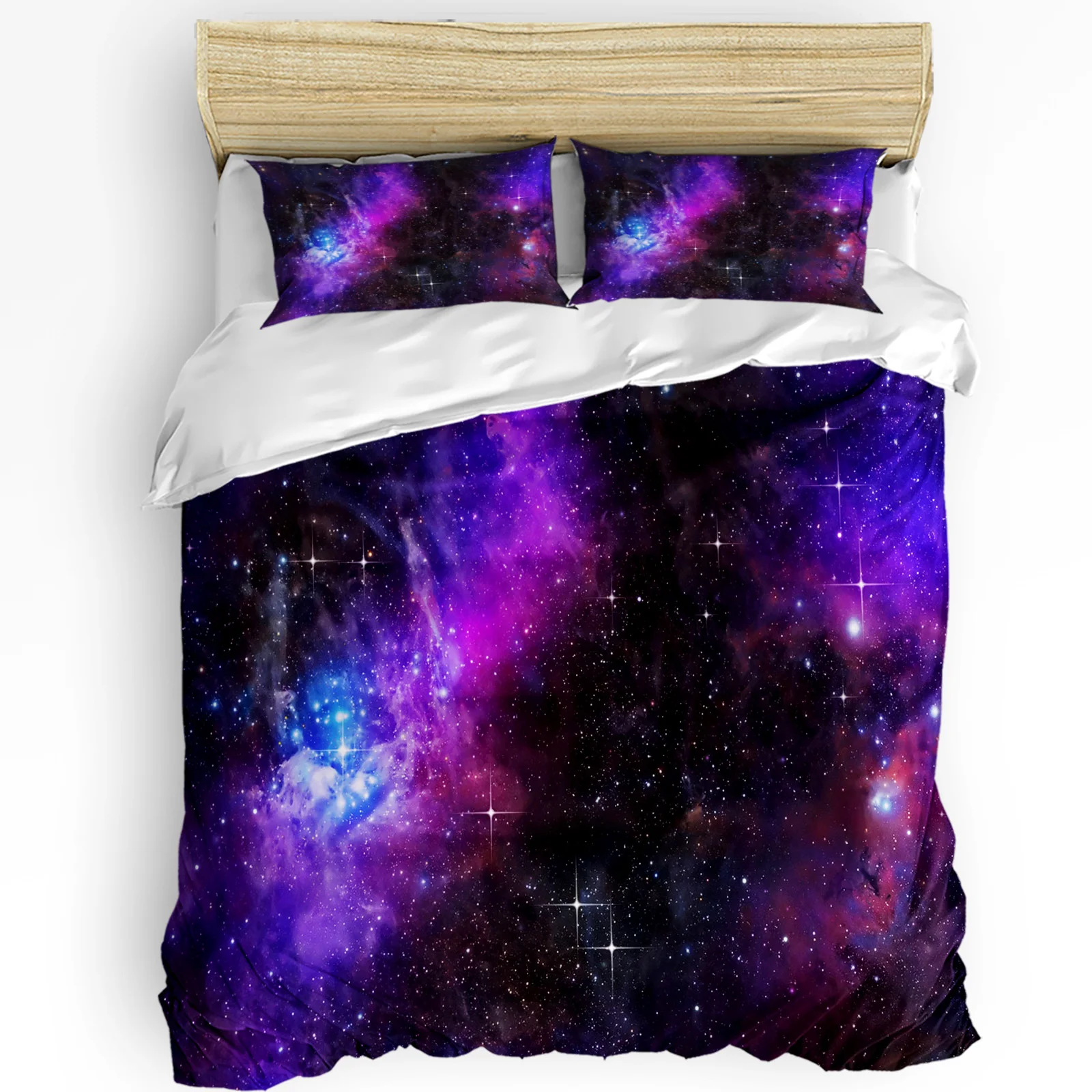 

Purple Nebula Starry Sky Printed Comfort Duvet Cover Pillow Case Home Textile Quilt Cover Boy Kid Teen Girl 3pcs Bedding Set