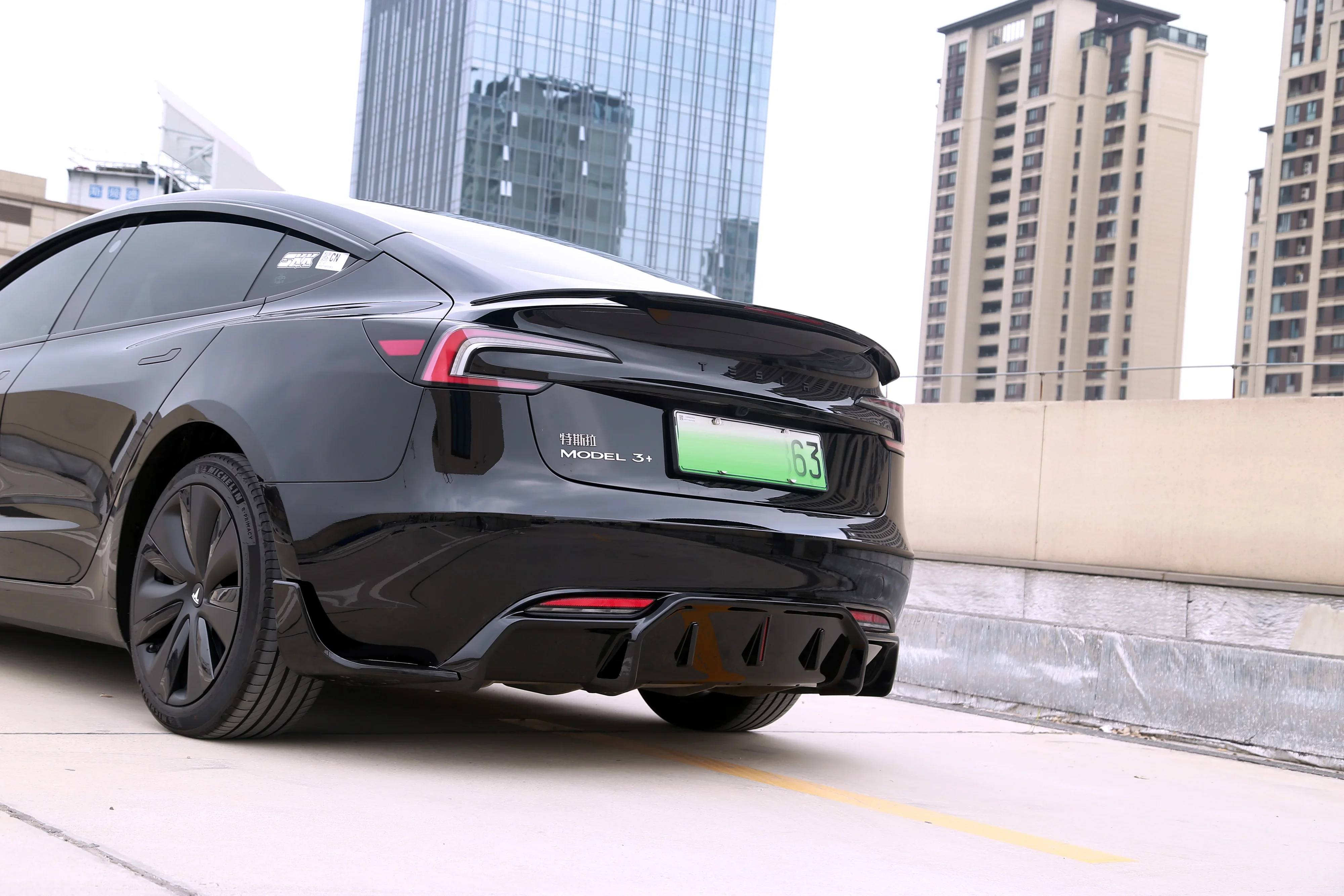 Tesla Model 3 Performance Track Style ABS Передний бампер Нижняя губа Боковые юбки Рокерная панель