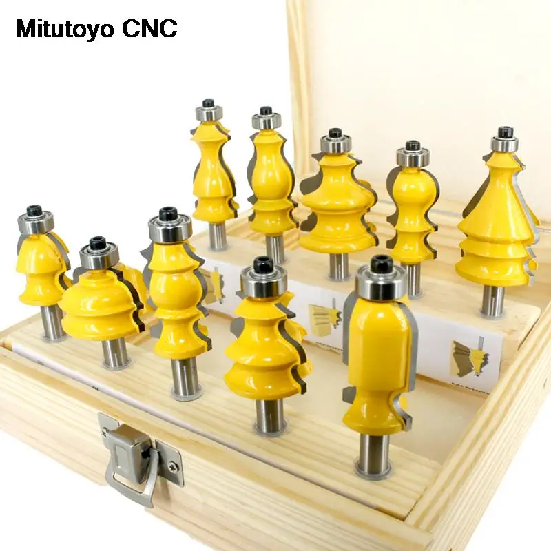 

10pcs/lot 8mm Shank Milling Cutter Architectural Molding Handrail Router Bits Set Casing Base CNC Line Woodworking Face Mill