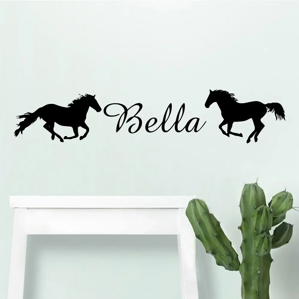 Современные виниловые наклейки с именем на заказ лошадь стену домашний декор