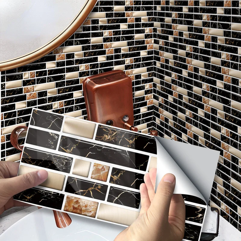 

2022 New Kitchen Decorative Wall Stickers Black and White Imitation Marble Wall Stickers Tile Stickers Home Decoration Stickers