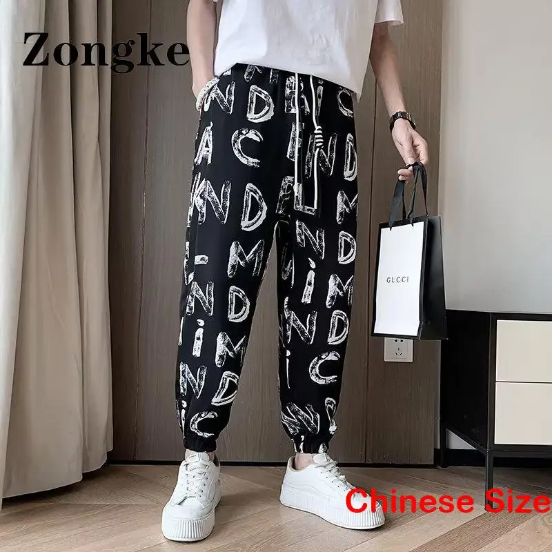 

Брюки Zongke мужские длиной до щиколотки, повседневные спортивные штаны с принтом, уличная одежда, китайский Размер 3XL, осень 2022