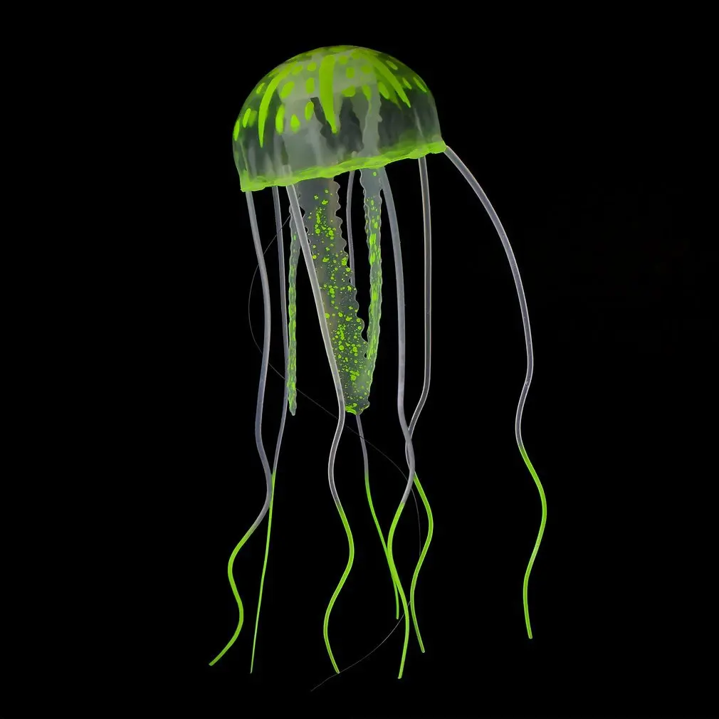 

Милая силиконовая искусственная Медуза с блестящим эффектом, украшение для аквариума, игрушки для рыб, украшение для аквариума, двигается п...