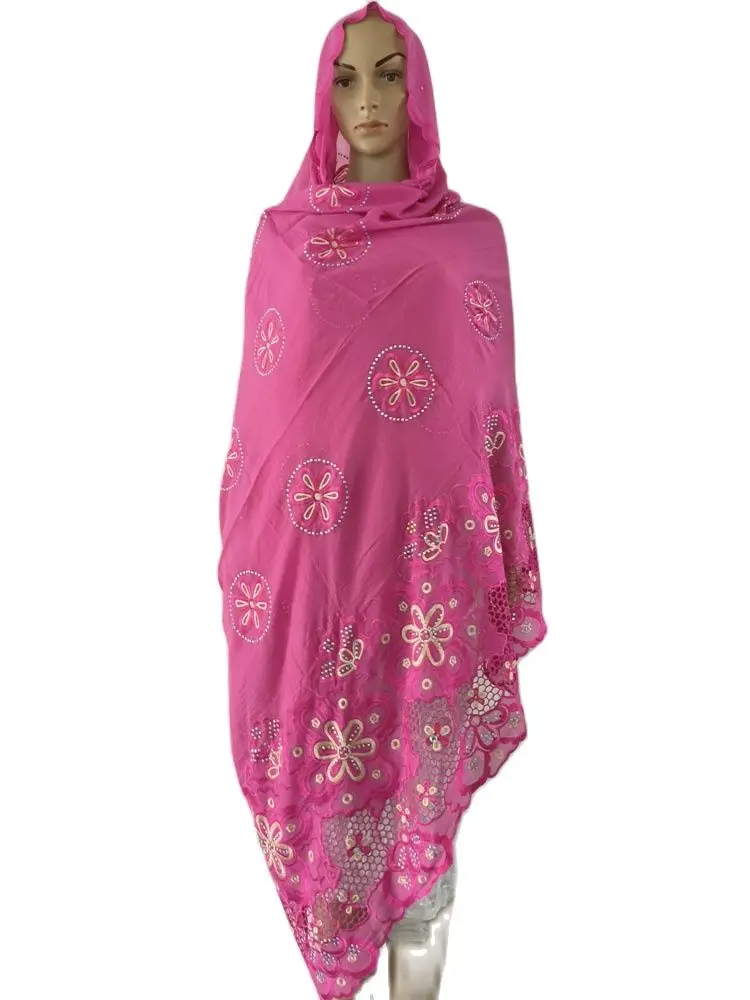 Luxury Scarf High Quality 100% Cotton Dubai African Women Islamic Scarf LOVE pattern Embroidery Chemical Lace Scarf  many color