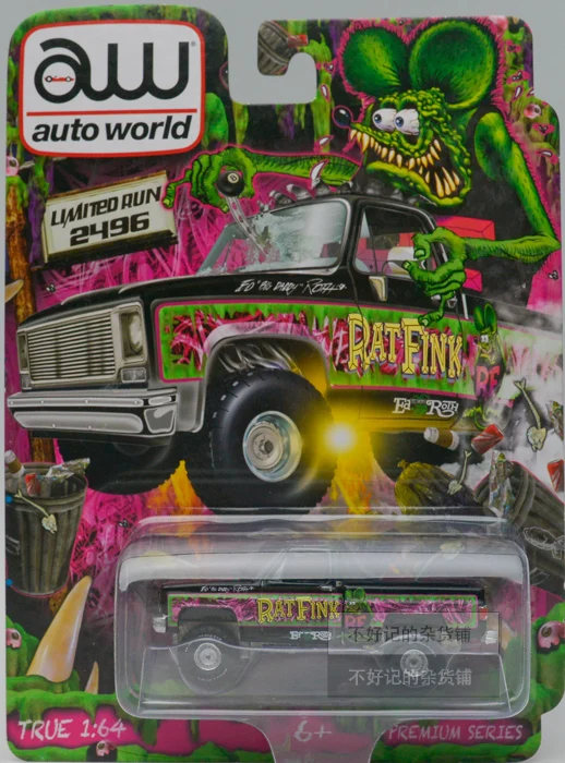 

Auto World AW 1:64 Rat Fink 1978 silverodo 10 rat rod collection die cast alloy car model ornaments