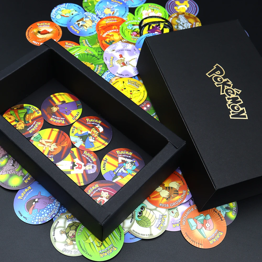 

160/81 шт., альбом Pokemon Tazos 3D Tazos, Покемон Pogs, круглая карта, тренировочная коллекция, игровые карты, чипитапы, 1-е издание, подарок
