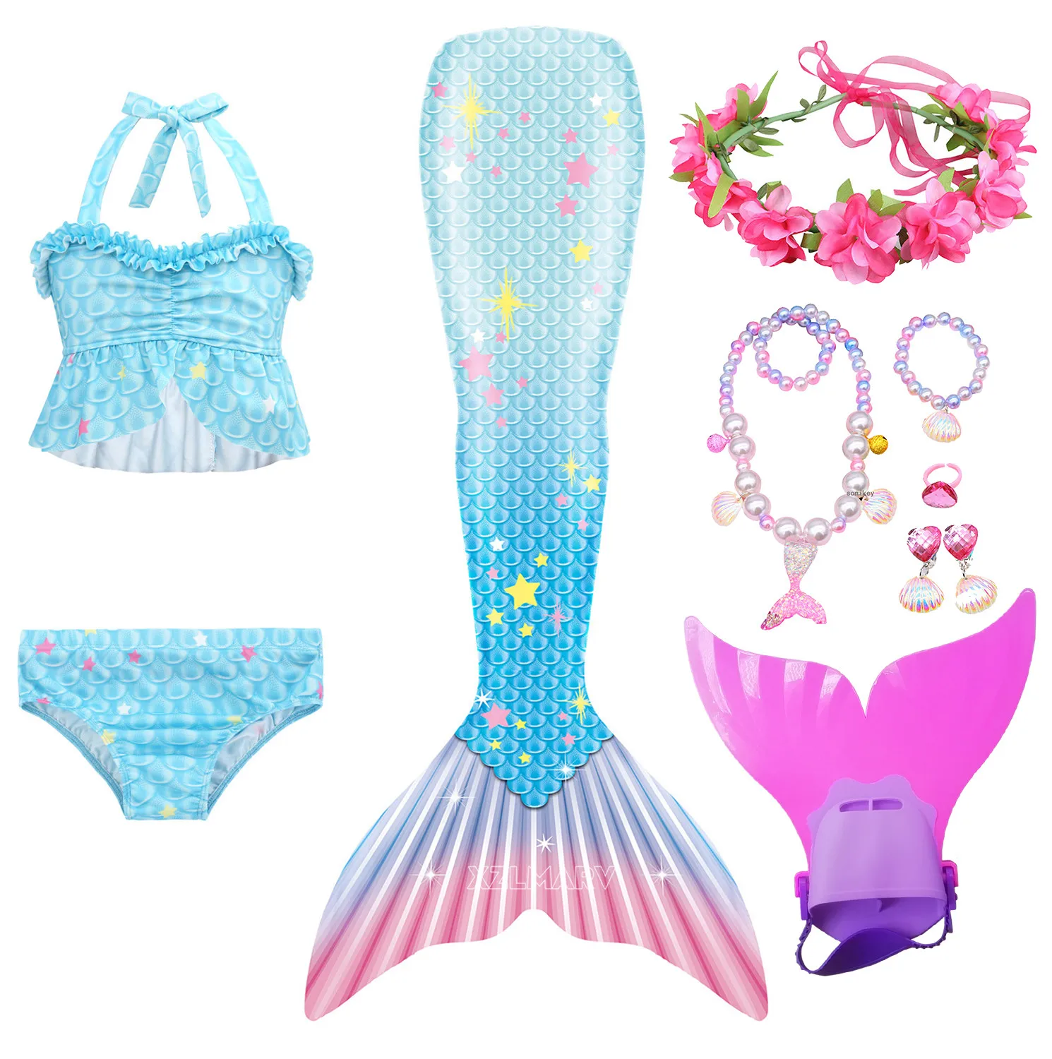 

Детское платье Русалочки с хвостом и юбкой в виде хвоста