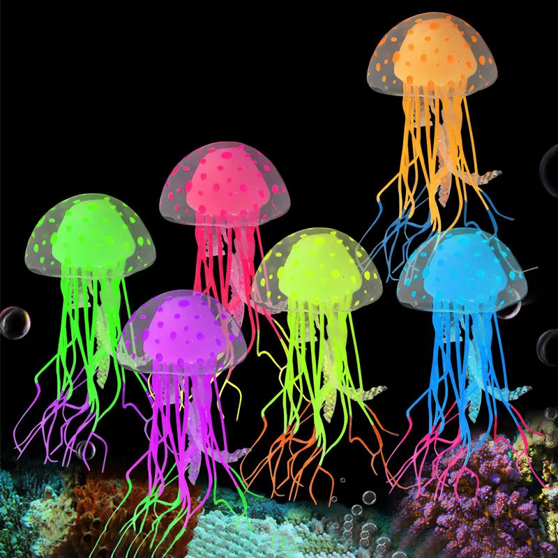 

Luminous Simulation Jellyfish Fish Tank Decorations Silicone Fluorescent Underwater Plant Aquarium Landscaping Decoration