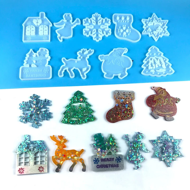 

Christmas Animal Mould Decoration Mold Baking Accessories Elk Bell Christmas Tree Pendant DIY Resin Mold Home Decor