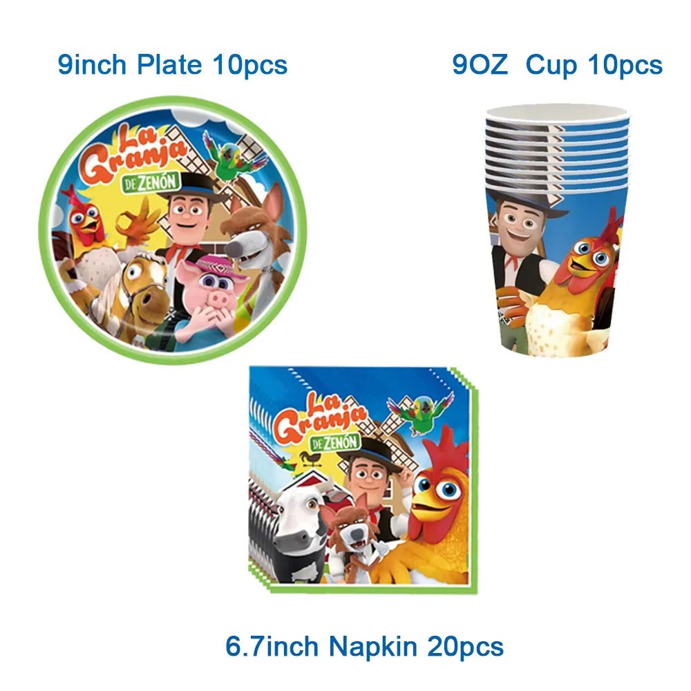 La Granja Zenon Farm Декор для дня рождения Одноразовая посуда Бумажная тарелка Чашка