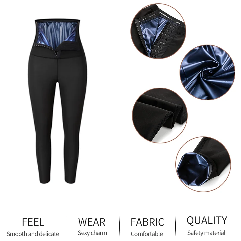 Women Thermo Sauna Pants High Waist Slimmer Tights Long Slimming Leggings Sweat Fitness Workout Pant Shaper Compression Capris