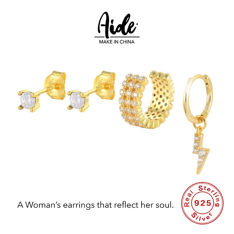 

4 шт., женские серьги-гвоздики из серебра