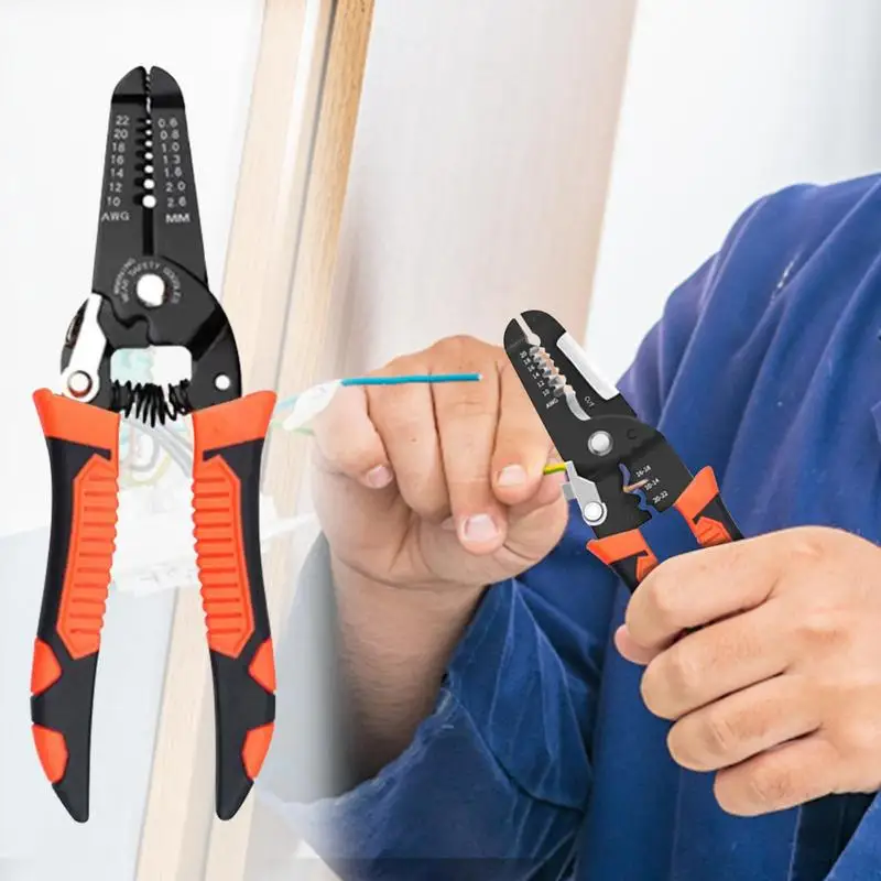 

7/8 Inch Stripping Crimping Pliers Multi Functional Wire Stripper Iron Copper Wire Cutter Cable Cutter Crimping Pliers For Wire