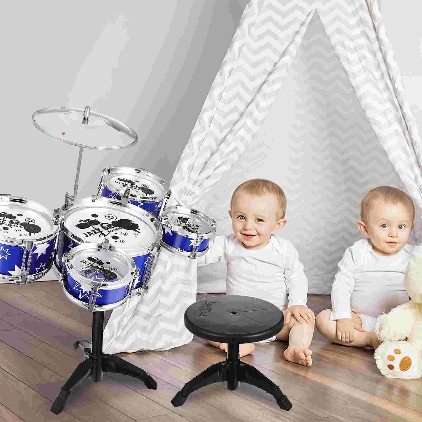 

Drum Kit Toy Kid Toys Jazz for Children Playset Plastic Toddler Instruments Percussion Musical