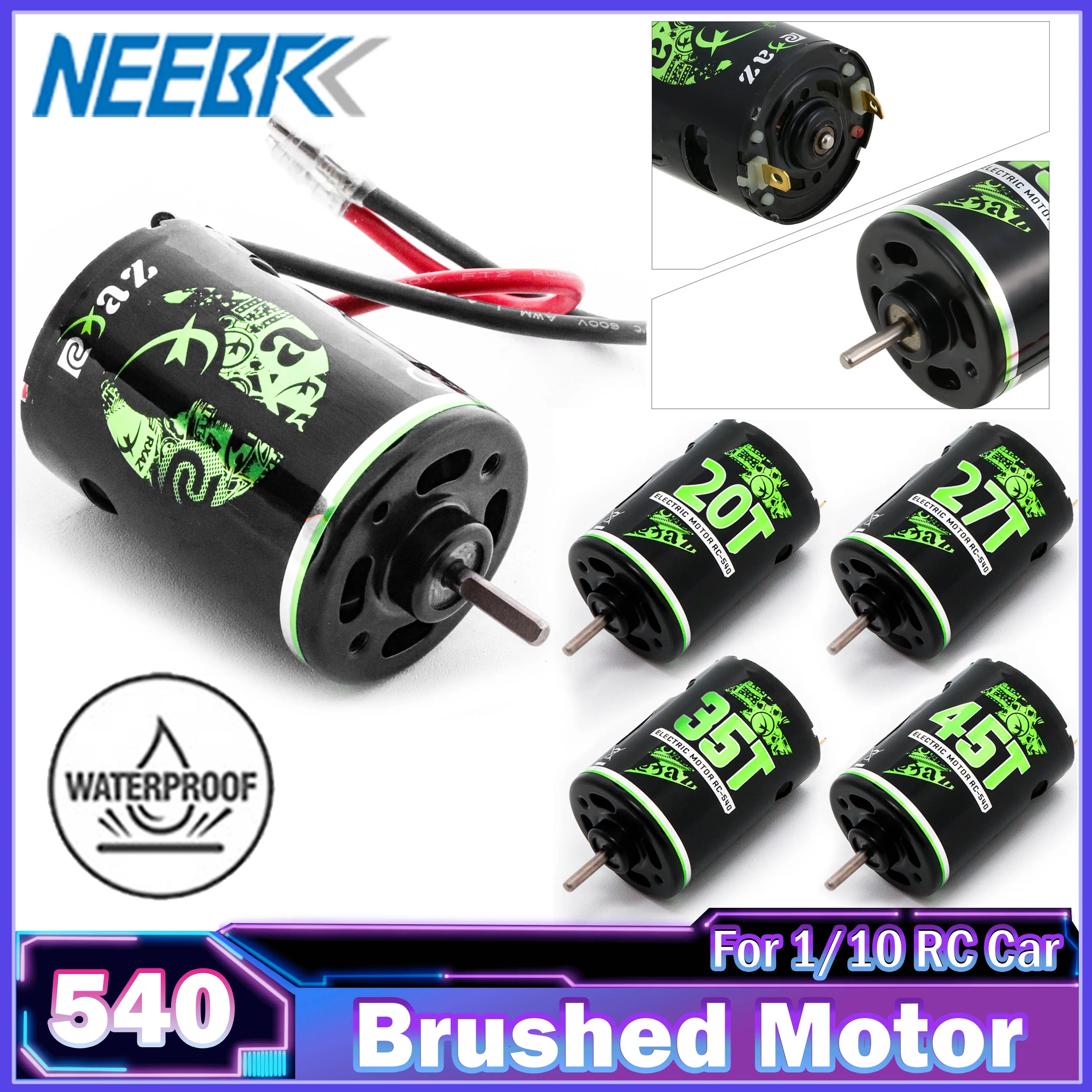 

Waterproof 540 20T-45T Brushed Motor Upgrade for 1:10 RC Car Crawler Wltoys Axial SCX10 Kypsho Redcat Gen8 Traxxas TRX4 Toy TRX6