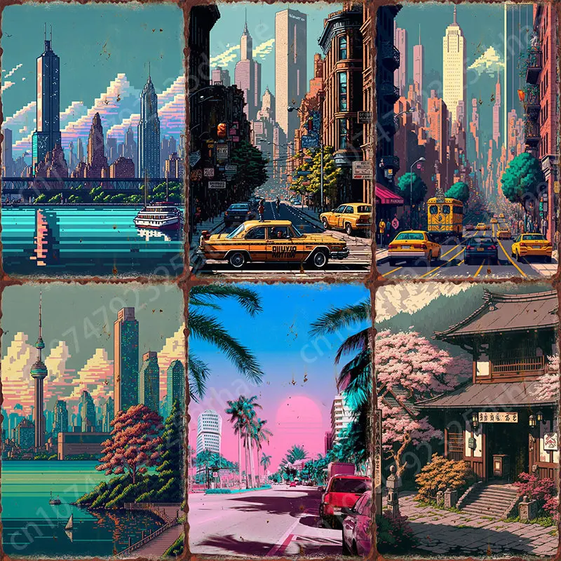 

New City View Vintage Metal Poster Retro Decorative Tin Sign Auto Club Wall Art Plaque Modern Home Living Room Decor Aesthetic