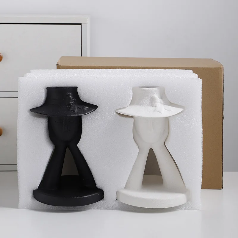 

Black and White Ceramic Vase Flower Pot Aquatic Creative Home Living Room Dining Room Dry Flower Decoration Ornaments