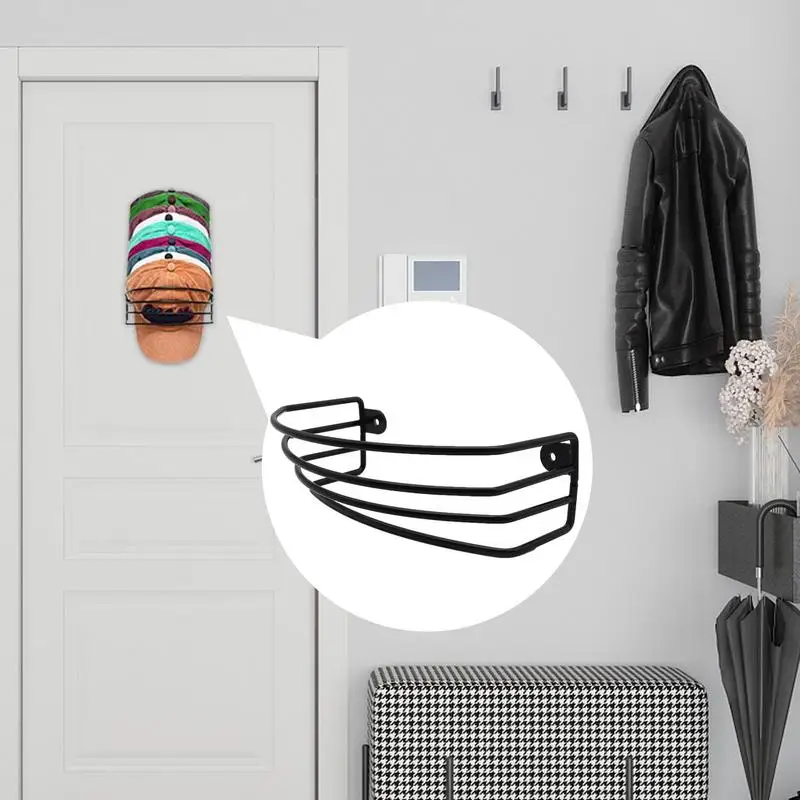

Metal Wall Mounted Baseball Hat Rack Curved Shaped Caps Hanger Sports Helmet Hooks Multipurpose Wall Adhesive Case For Headwear