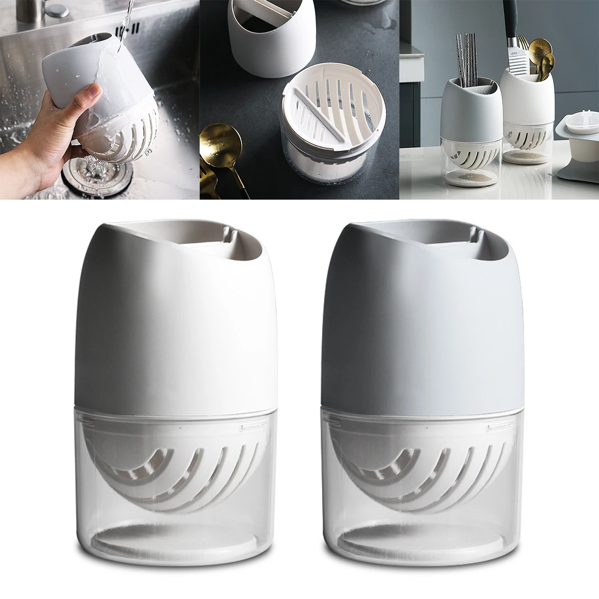 

Drain Chopsticks Holder Fork Spoon Cutter Organizer Holder with Drain Hole Detachable Kitchen Utensil Holders Non-slip Anti
