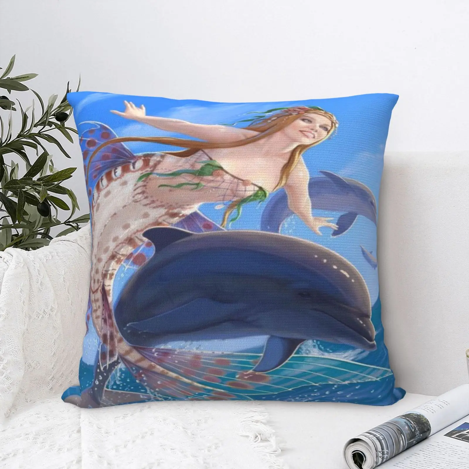 

Mediterranean Ocean Mermaid 7 Pillow Case Pillow Cushions Cover Zipper Pillowcases For Pillows Bed Cushion Covers Personalized