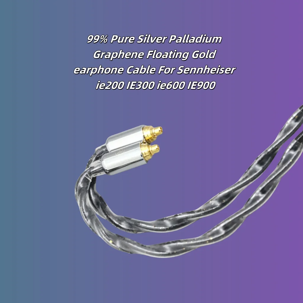 Фото Кабель для наушников Graphene Gold Pure 99% Silver Floating Palladium для Sennheiser ie200, IE300, ie600, IE900, 8341 №5