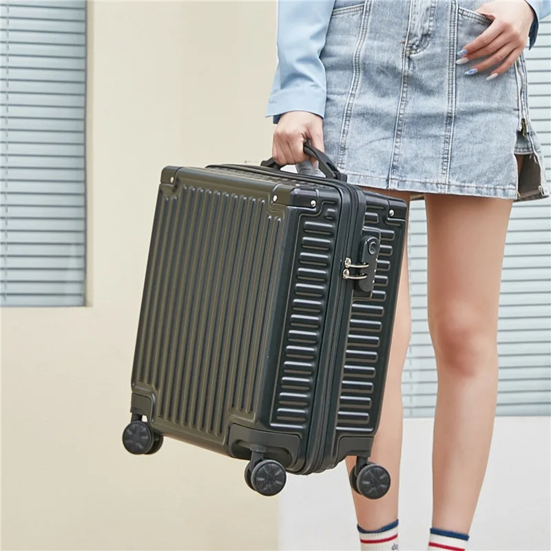 18-Inch Luxury Aluminum Frame Boarding Luggage Luggage Fashion Good-Looking Password Lock Universal Wheel Suitcase