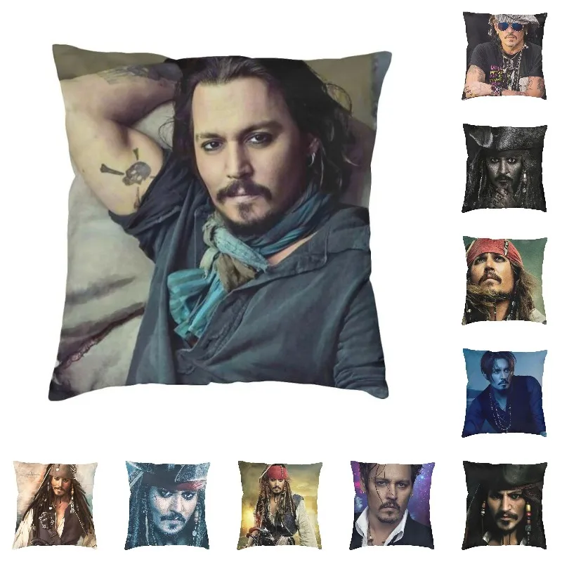 

Johnny Depp Character American Actor Square Pillow Cover Home Decorative Cushions Throw Pillow for Sofa Double-sided Printing
