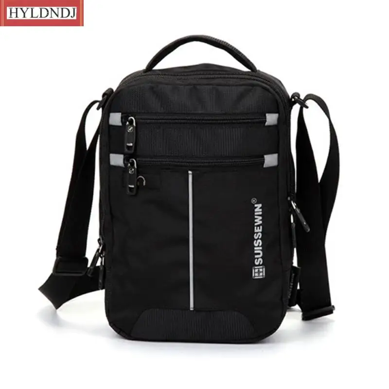 Men's Black Handbag Crossbody Bag Swiss Shoulder Bag Leisure Briefcase Small Messenger Bag for 9.7