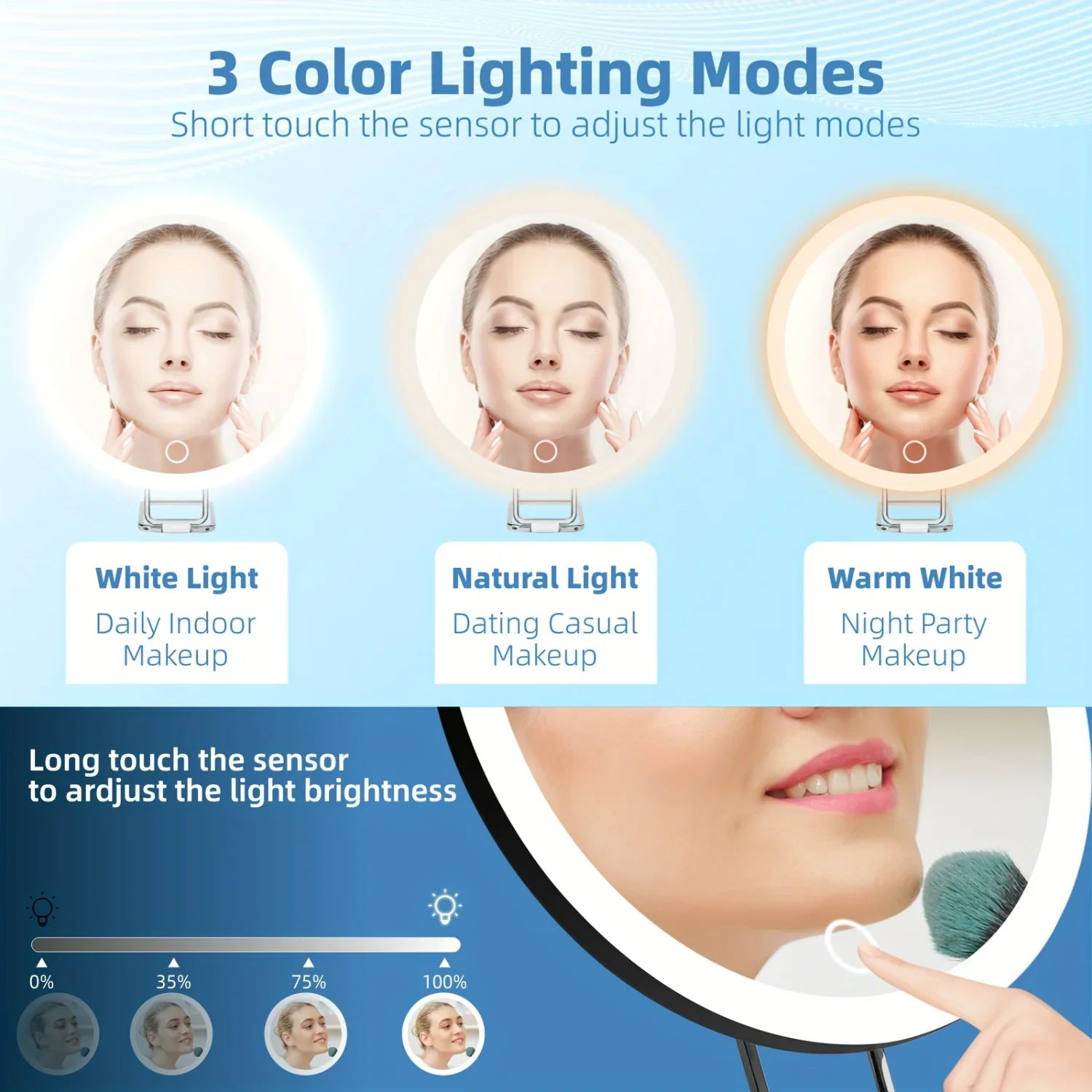 Увеличительное зеркало с подсветкой для макияжа 5X 10X 20X 30X путешествий