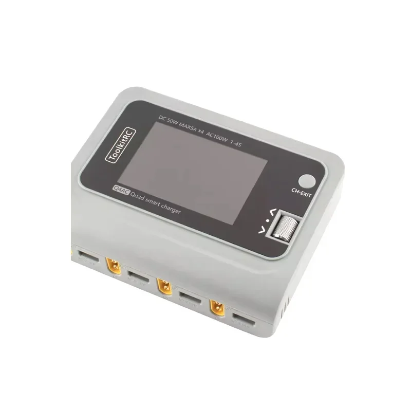 ToolkitRC Q4AC Четырехканальное балансное зарядное устройство AC/DC 1-4S IPS-экран Роликовый