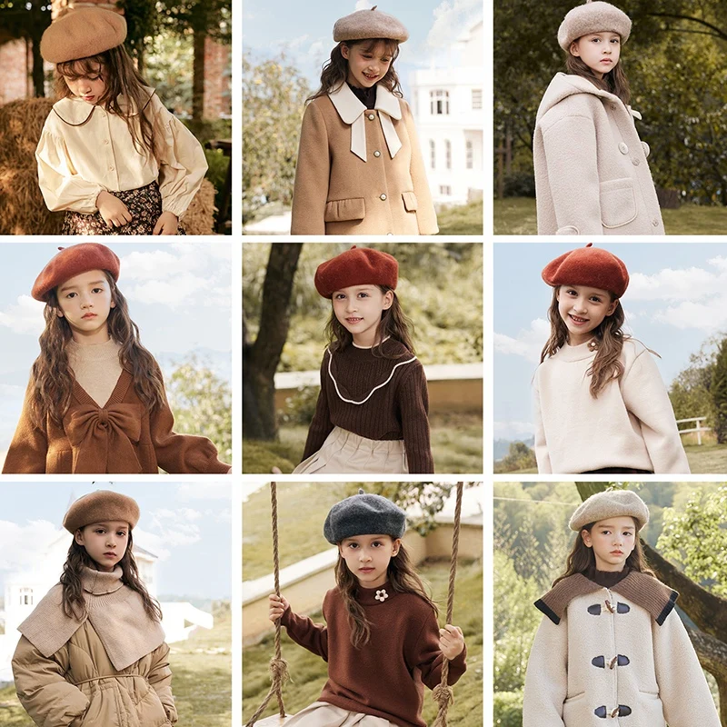 Детский Шерстяной Берет Уютная Вязаная Шапка В Форме Тыквы Для Девочек Винтажный