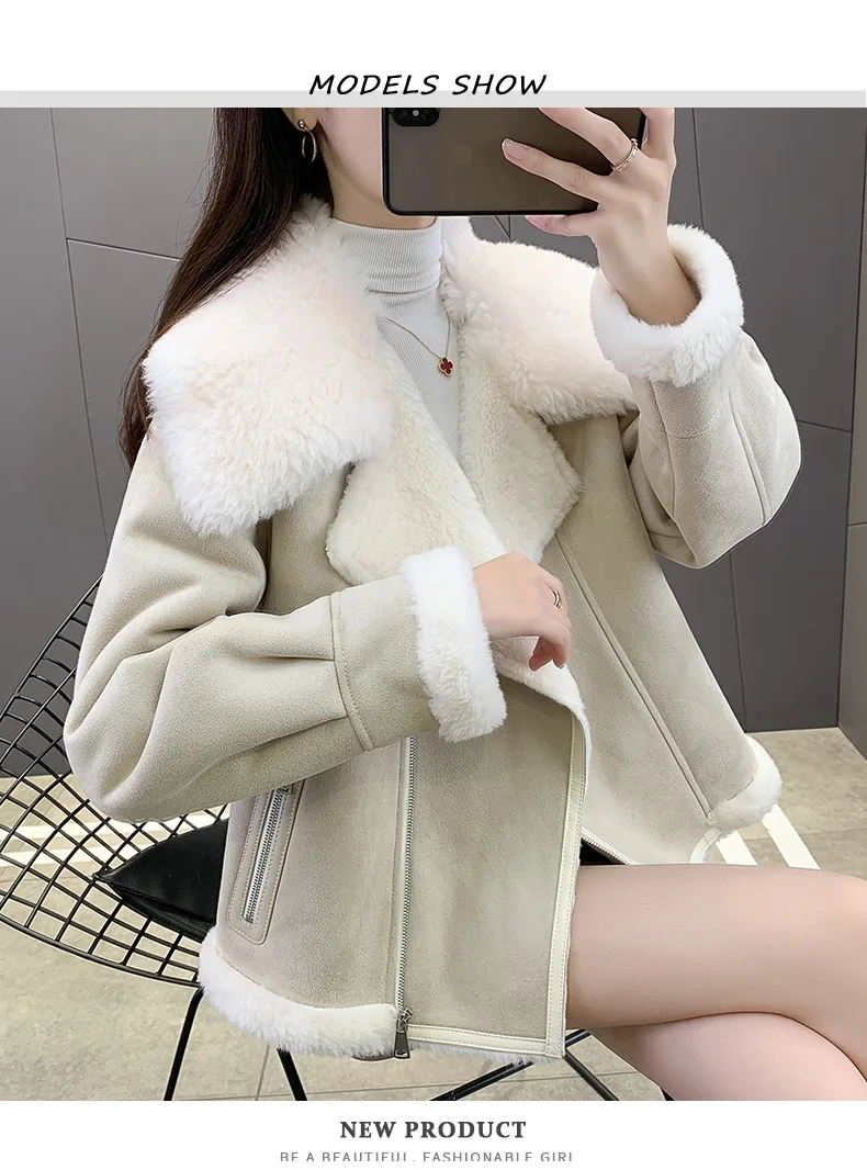 

2023 Fashion New Fur Sheep Sheared Fleece and Fur Integrated Fur Coat Women's Short Lamb Coat Anti Season Winter