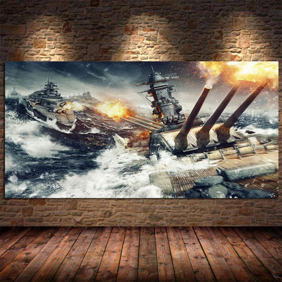 

5D игра «World Of Warship», красивая картина из страз, игровая комната, «сделай сам», полная вышивка, мозаика, Набор для вышивки крестиком, украшение для дома