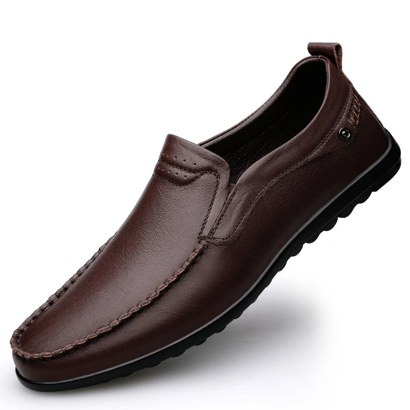 

Туфли мужские кожаные деловые, классические, без застежки, повседневные уличные Лоферы для вождения, всесезонные