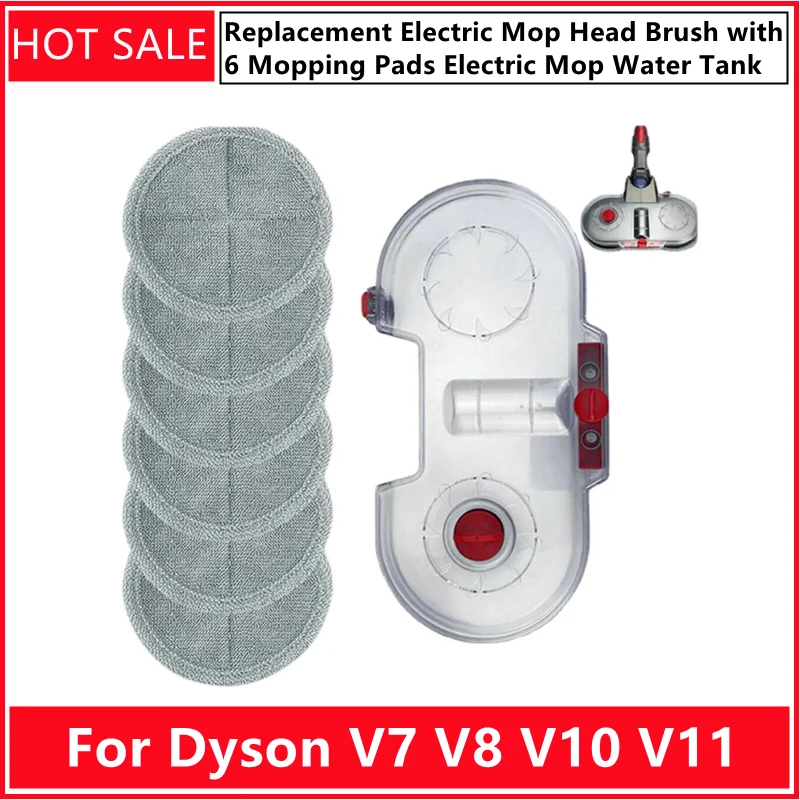 

Сменная электрическая щетка для пылесоса Dyson V7 V8 V10 V11, насадка на швабру с 6 насадками для мытья, резервуар для воды