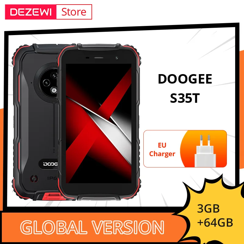 

Global Version DOOGEE S35T Quad Core 3GB RAM 64GB ROM Smartphone 13MP AI Triple Camera 4350mAh Large Battery 5.0HD IPS Display