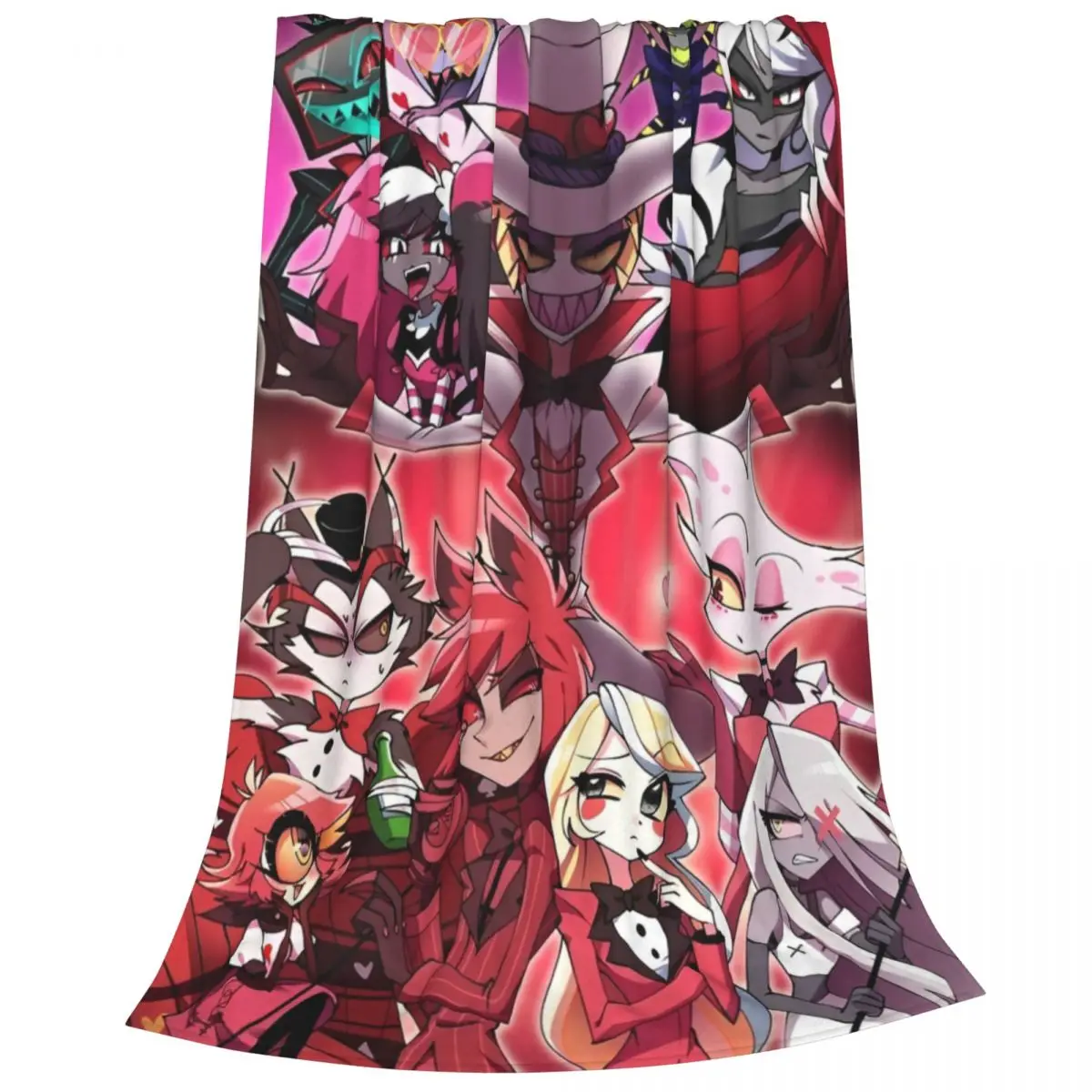 Черные комедийные флисовые одеяла H-HazbinHotels для домашнего дивана легкое тонкое