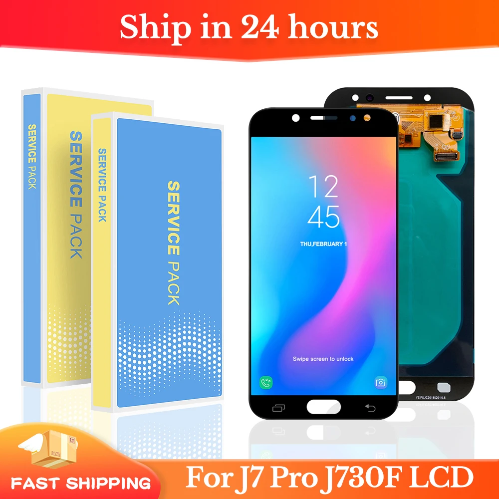 Дисплей Super Amoled для Samsung Galaxy J7 Pro 2017 J730 J730F, ЖК-дисплей с сенсорным экраном и дигитайзером в сборе для Samsung J730