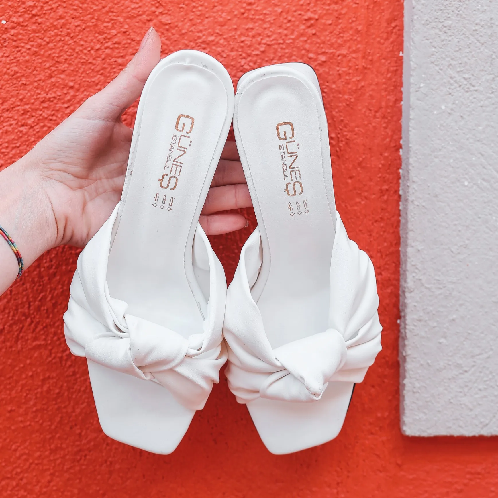 

Espe White Skin Heels Slippers