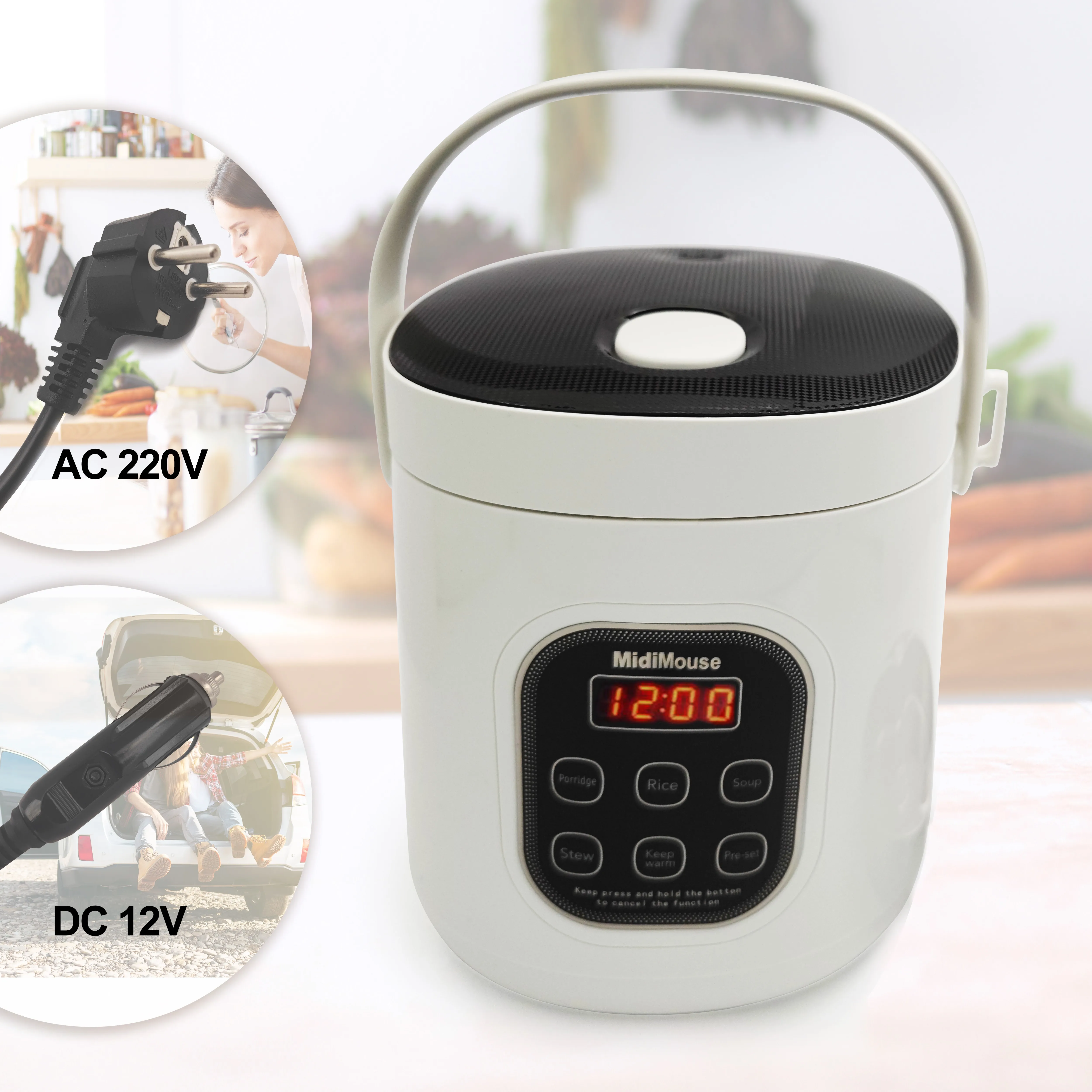 Electric Rice Cooker Used in Car or Truck Single/Double Layer Machine Multi Non-stick Kitchen Cooking Household Appliance enlarge