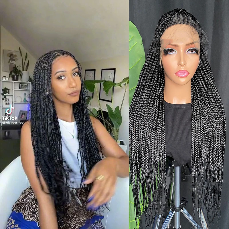 

Парик плетеный на сетке для чернокожих женщин, предварительно выщипанное высокотемпературное волокно, без клея, с косичками