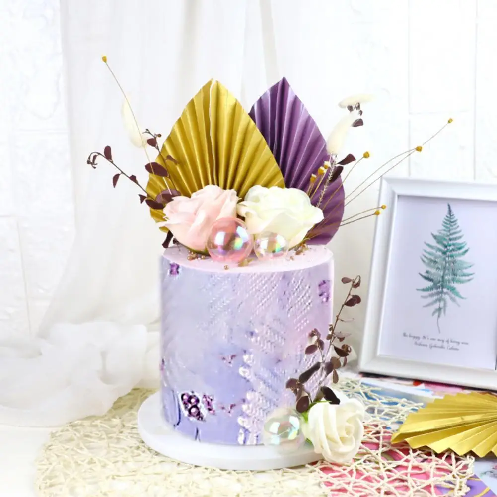 

4 Set Cake Decoration Anti-fading 5 Colors Wide Application Vertical Palm Leaves Cupcake Topper Cake Topper for Birthday