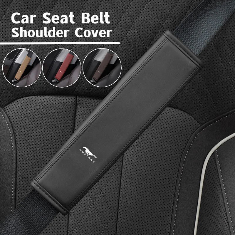 

Leathe Car Seat Belt Cover Safety Belt Shoulder Pad Protector For Mustang Fiesta Kuga Edge Mondeo Shelby GT Fender