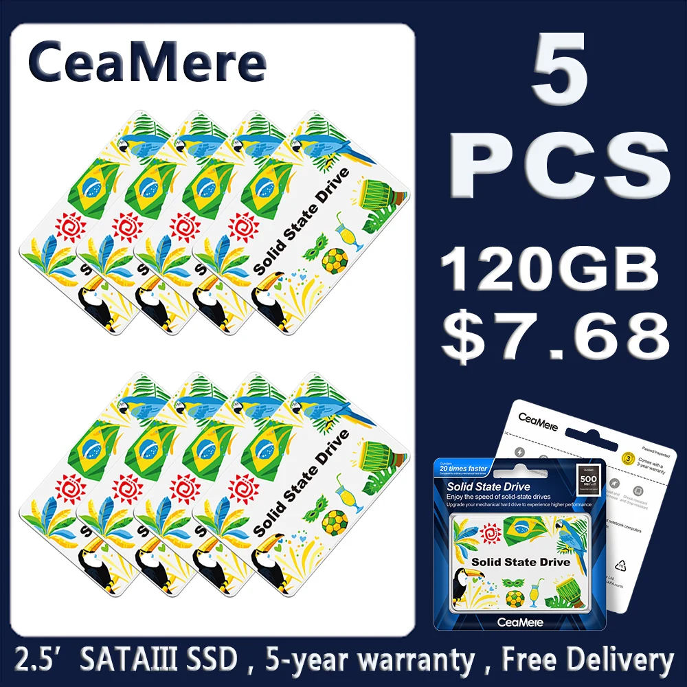 

5/10 шт. твердотельный накопитель в бразильском стиле SATA 120 ГБ 128 ГБ 240 ГБ 256 ГБ 480 ГБ 512 ГБ 1 ТБ для ноутбука HDD внутренний жесткий диск