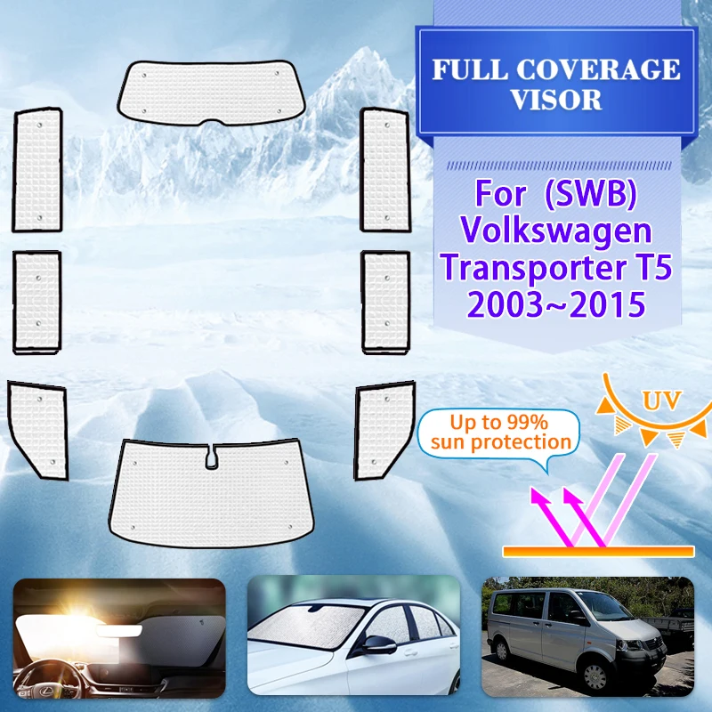 Car Full Covers Sun Visor For Volkswagen VW Transporter Caravelle Multivan Doubleback T5 SWB 2003~2015 Window Visor Accessories