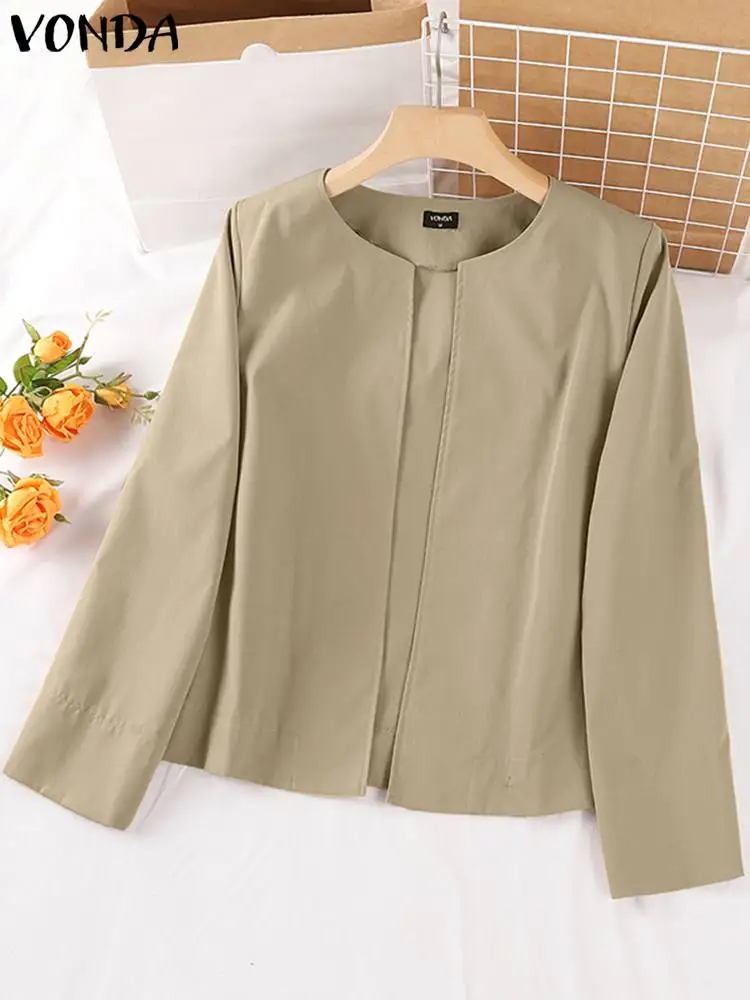VONDA Elegant Office Blazer Women Long Sleeve Cardigans 2023 Fashion Casual Solid Color Blazer Spring Loose Streetwear Coats