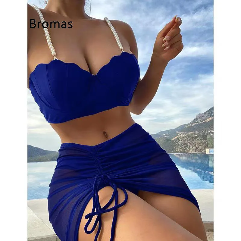 

Sexy Bikinis Swimwear Women 2023 Three Piece Swimsuit with Skirt Push Up bikini Sets Summer Beachwear